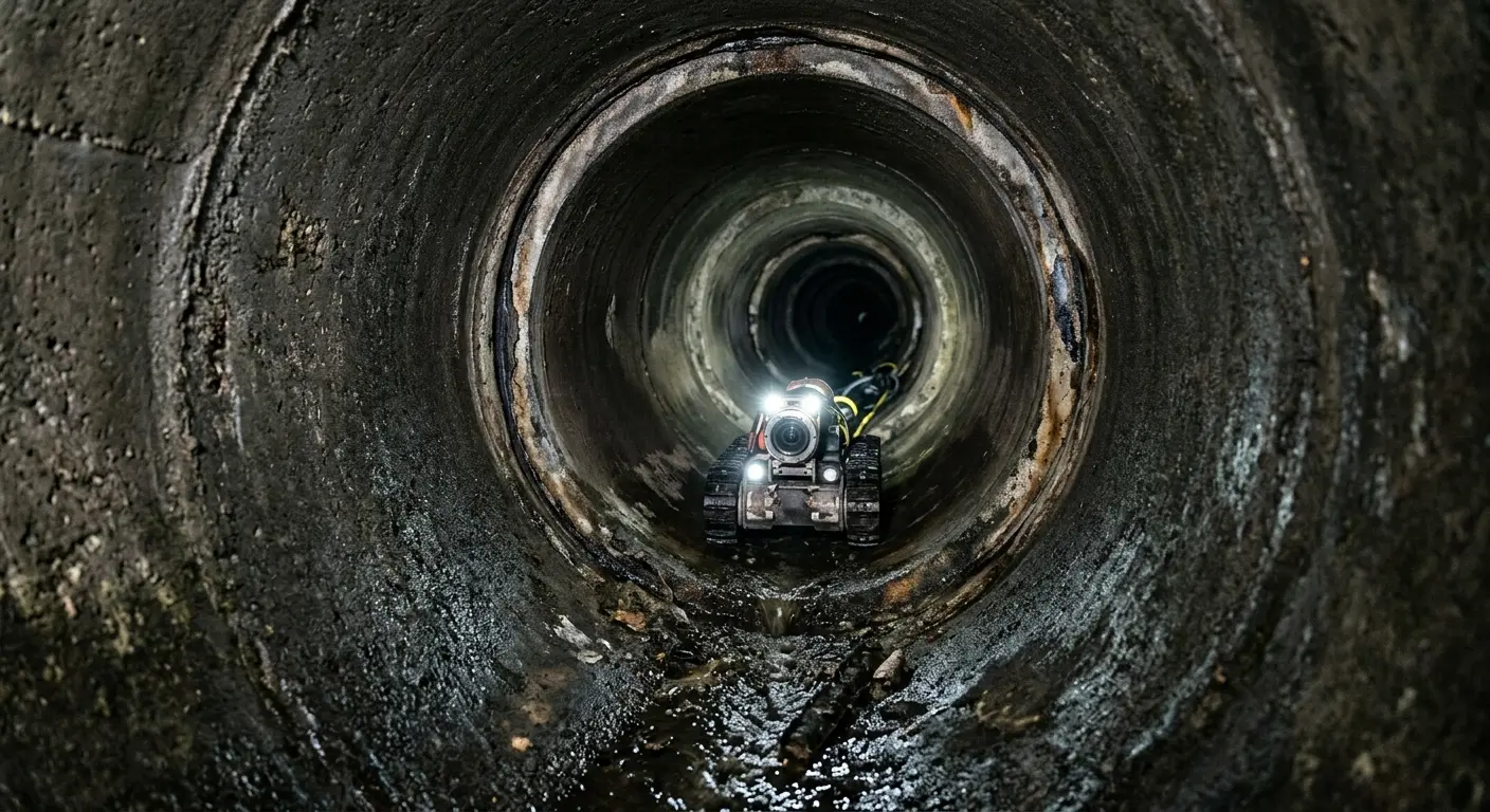 Robotic sewer camera inspecting pipe interior for Drain Snake Service in Iola